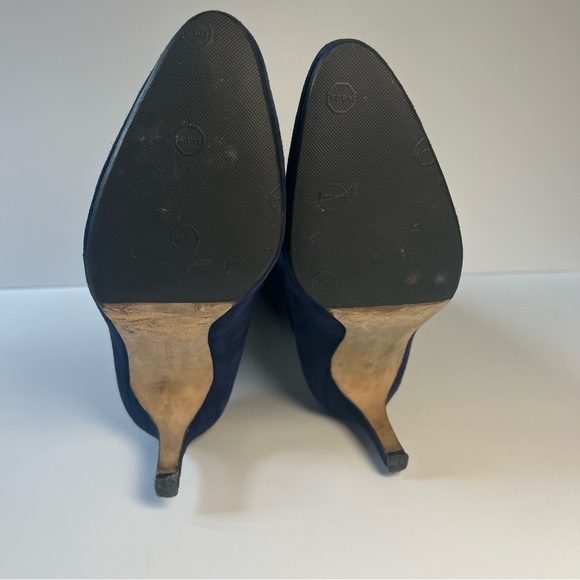 Manolo Blahnik Pamfilo 90mm Navy Blue Stretch Suede Over Knee Tall Boots 38.5 - Picture 4 of 8